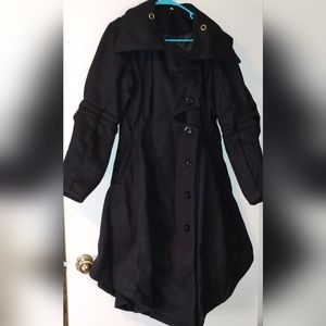 ⭐Black Pea Coat  unique Jacket Women's Size Medium #goth